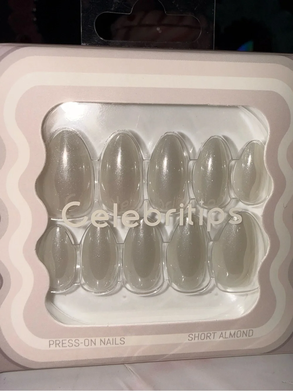 Celebritips “Pearly Grey Glaze” Short Almond Press-On Nails